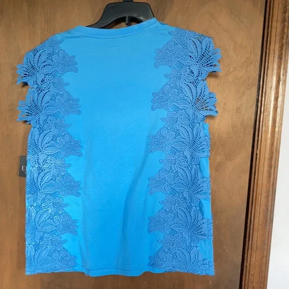 3/$45 Ella top floral crochet like detail top casual office boho summer spring M - Picture 7 of 17